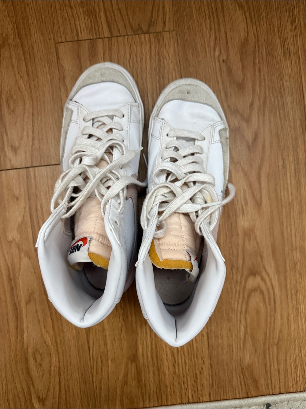 Nike Blazers High-Top Sneakers with Beige and Yellow Accents